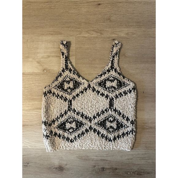 Elan vneck sweater tank black/cream Aztec print size small - Picture 3 of 6